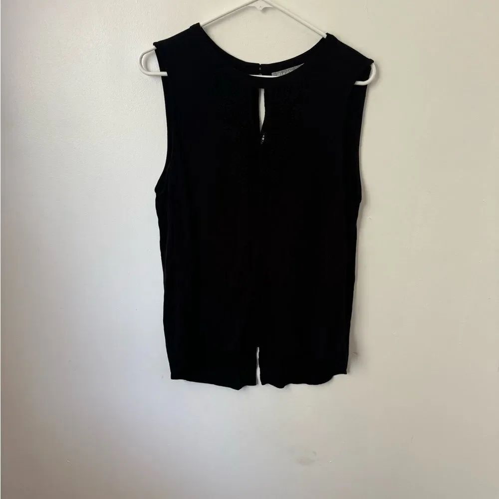 Daniel Rainn Embroidered Dress Tank Top Key Hole Back Boho Classic Black Size XL